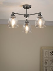 Pewter Grey Brompton 3 Light Flush Fitting Ceiling Light - Image 1 of 6