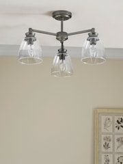 Pewter Grey Brompton 3 Light Flush Fitting Ceiling Light - Image 2 of 6