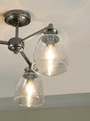 Pewter Grey Brompton 3 Light Flush Fitting Ceiling Light - Image 3 of 6