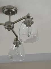 Pewter Grey Brompton 3 Light Flush Fitting Ceiling Light - Image 4 of 6
