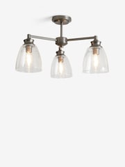 Pewter Grey Brompton 3 Light Flush Fitting Ceiling Light - Image 5 of 6