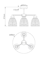Pewter Grey Brompton 3 Light Flush Fitting Ceiling Light - Image 6 of 6
