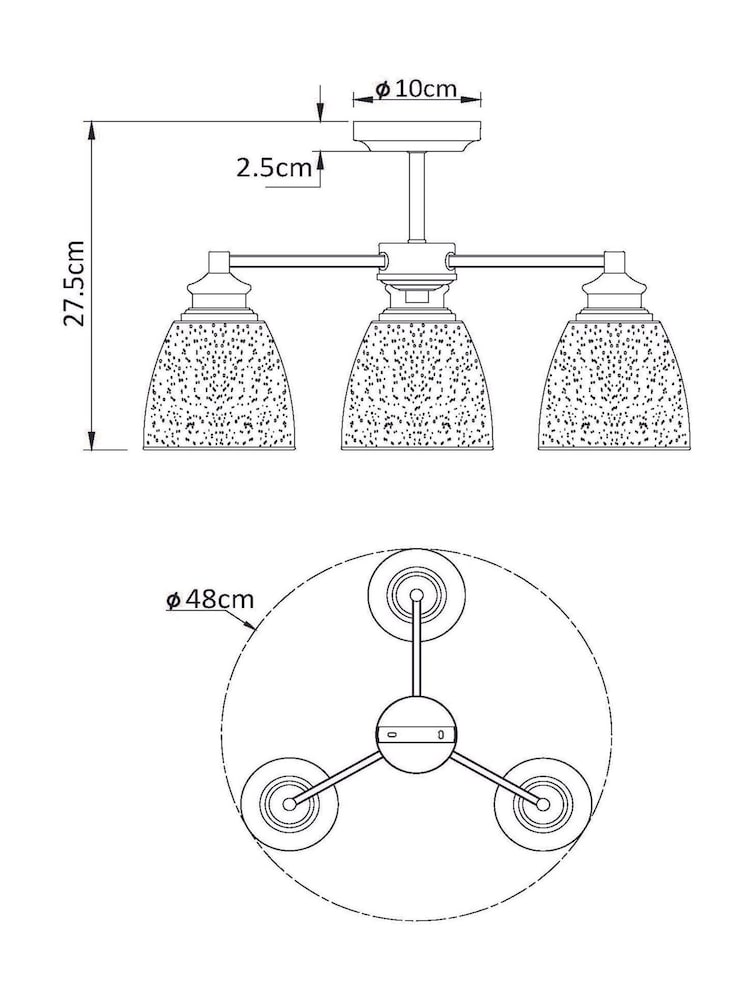 Pewter Grey Brompton 3 Light Flush Fitting Ceiling Light - Image 6 of 6 Pewter Grey Brompton 3 Light Flush Fitting Ceiling Light - Image 6 of 6