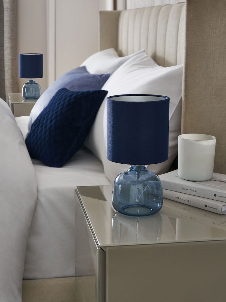 Navy Blue Connor Bedside Table Lamp - Image 2 of 6 Navy Blue Connor Bedside Table Lamp - Image 2 of 6