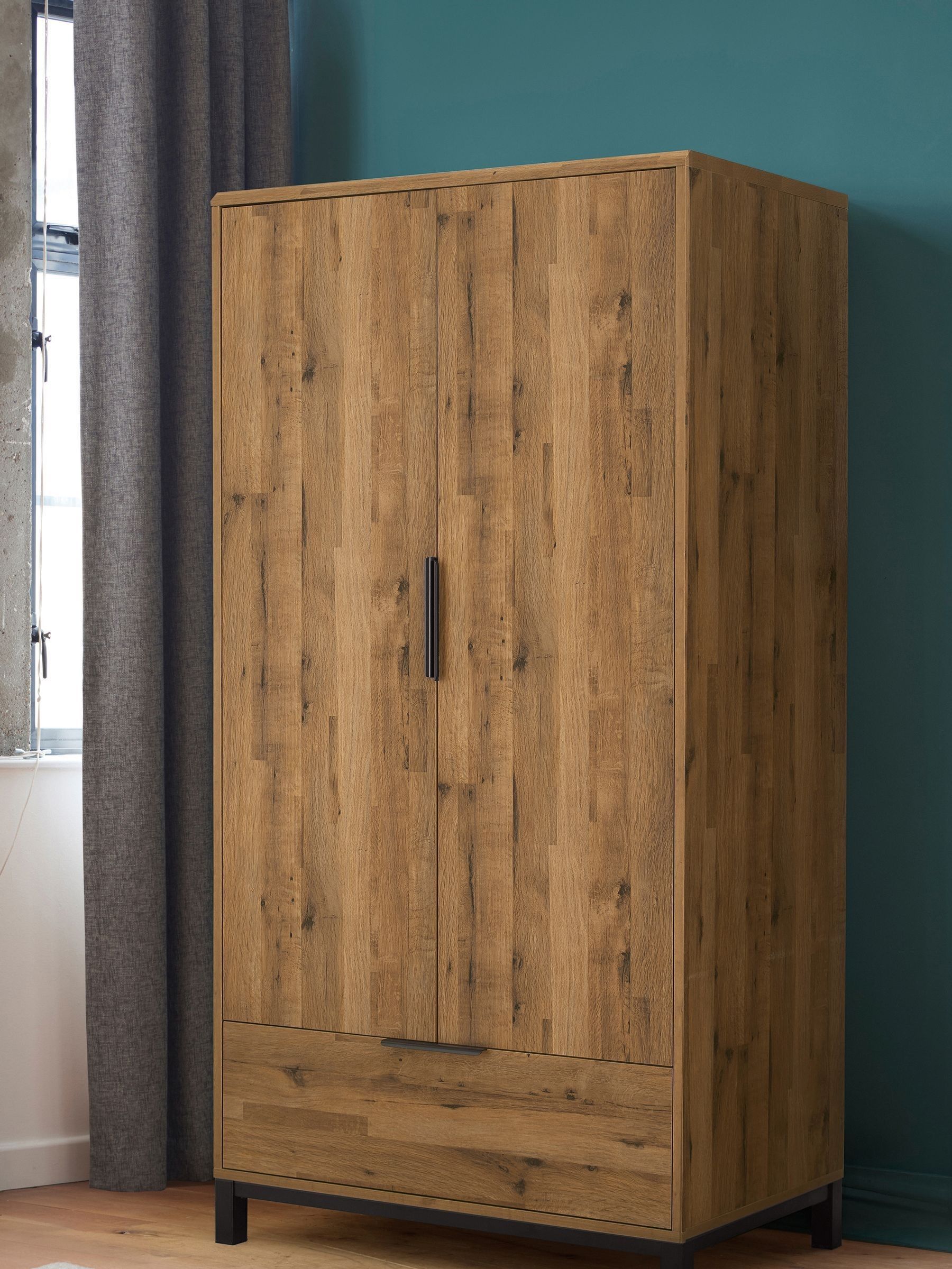 Buy Dark Bronx Oak Effect Double 1 Drawer Wardrobe from the Next UK online shop