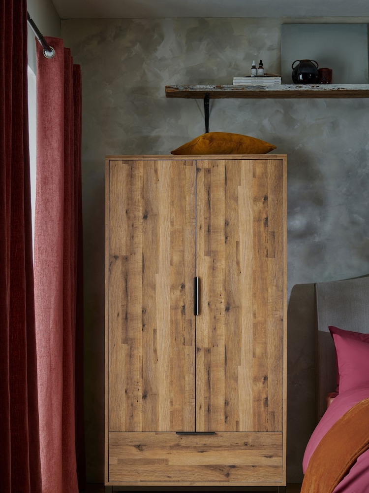 Dark Bronx Oak Effect Double, 1 Drawer Wardrobe - Image 1 of 10