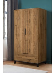 Dark Bronx Oak Effect Double, 1 Drawer Wardrobe - Image 3 of 10