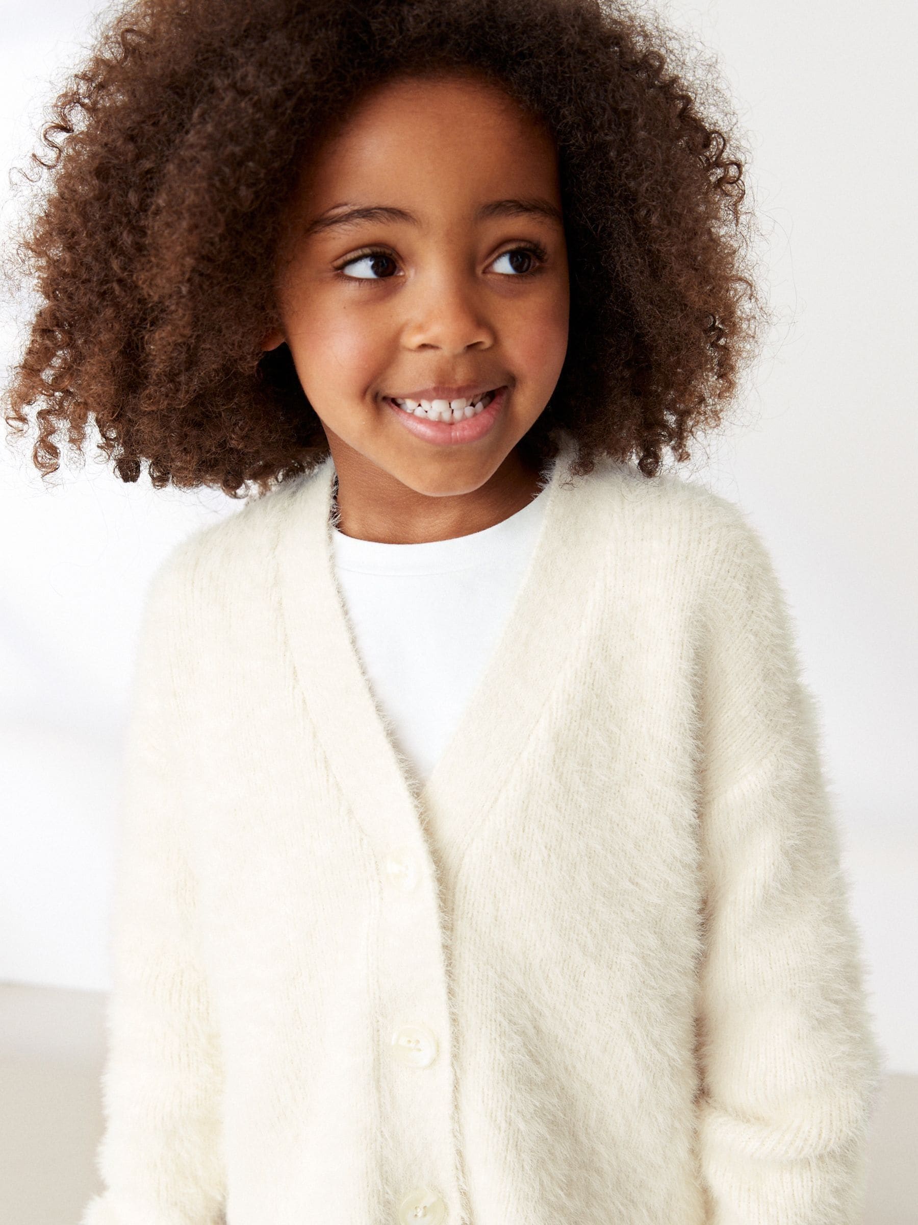Buy Ecru White Fluffy Cardigan 3 16yrs from Next Luxembourg