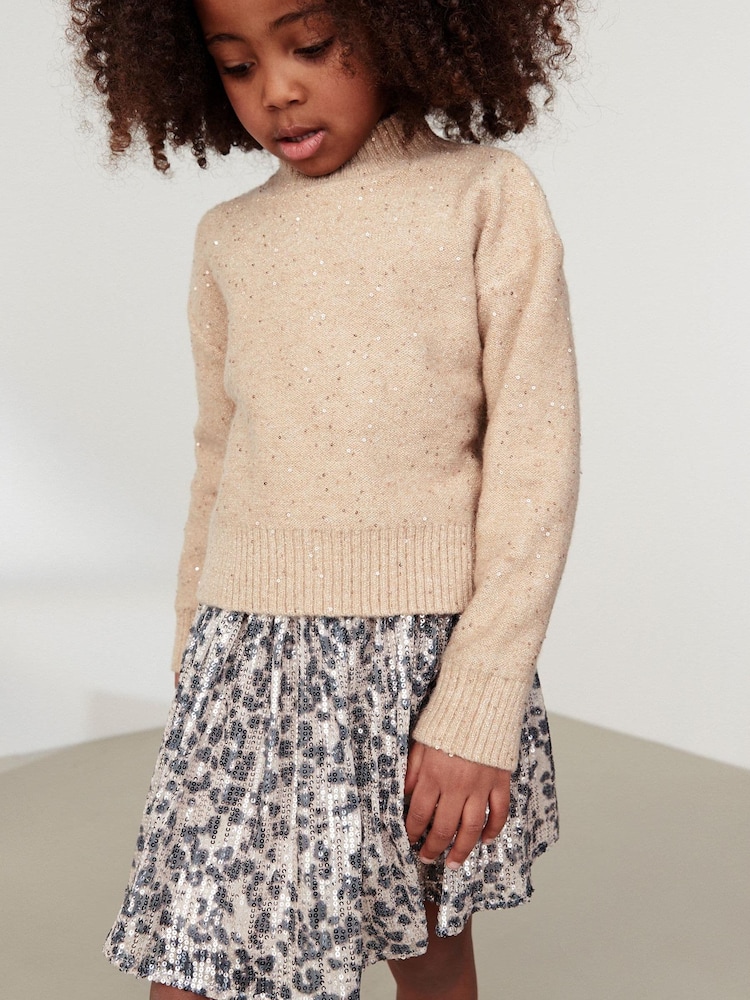 Gold Sequin Jumper (3-16yrs) - Image 1 of 6 Gold Sequin Jumper (3-16yrs) - Image 1 of 6
