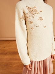 Ecru Sequin Star Knitted Jumper (3-16yrs) - Image 3 of 7