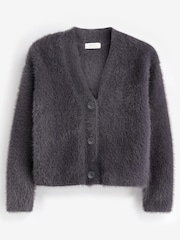 Charcoal Grey Fluffy Cardigan (3-16yrs) - Image 1 of 2