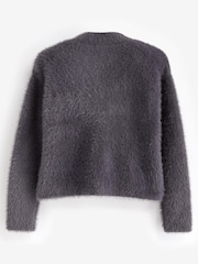 Charcoal Grey Fluffy Cardigan (3-16yrs) - Image 2 of 2