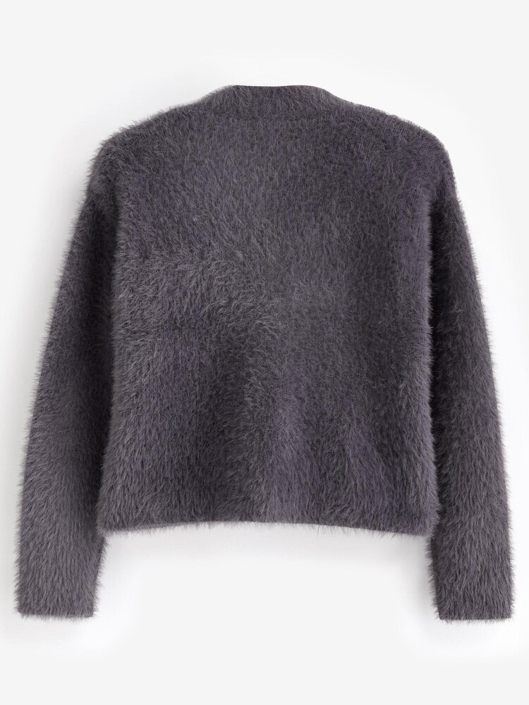 Charcoal Grey Fluffy Cardigan (3-16yrs) - Image 2 of 2
