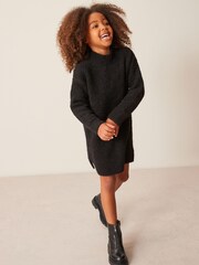 Black Bouclé Knitted Jumper Dress (3-16yrs) - Image 2 of 6