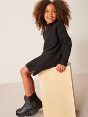 Black Bouclé Knitted Jumper Dress (3-16yrs) - Image 3 of 6