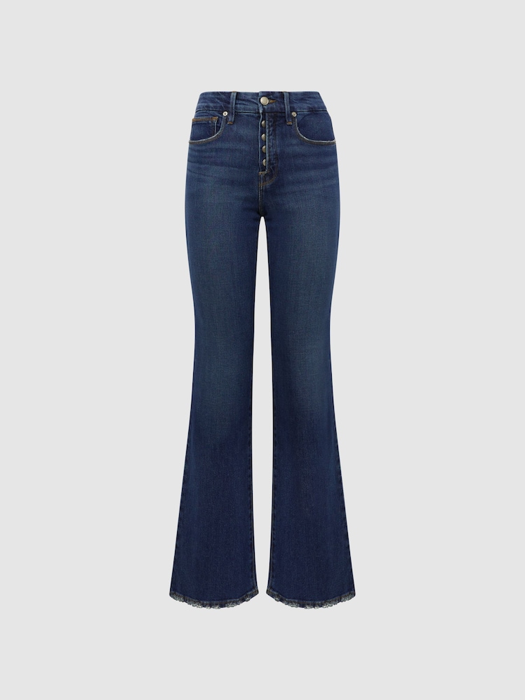 Reiss Indigo Good American Good Classic Bootleg Jeans - Image 2 of 7