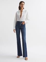 Reiss Indigo Good American Good Classic Bootleg Jeans - Image 6 of 7