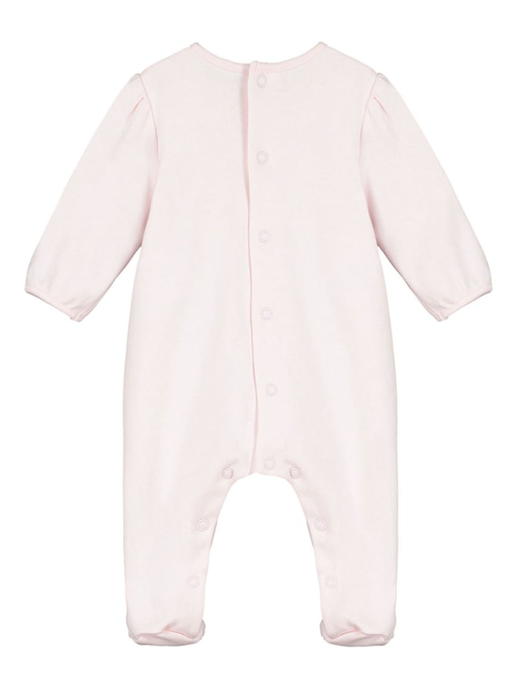 Emile Et Rose Pink 100% Cotton All-In-One With Pleated Yoke With Ric-Rac And Hat - Image 3 of 3