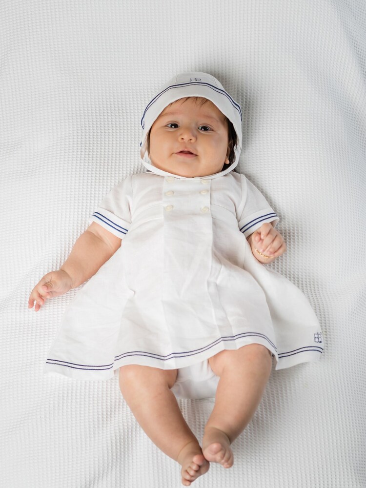 Emile Et Rose White Linen Sailor Dress Set - Image 1 of 5