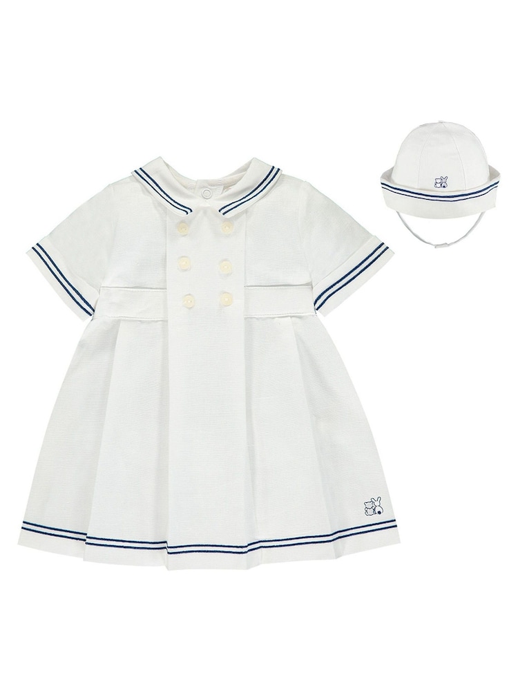 Emile Et Rose White Linen Sailor Dress Set - Image 2 of 5