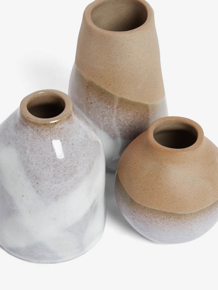Set of 3 Natural Reactive Glaze Textured Vases - Image 2 of 3