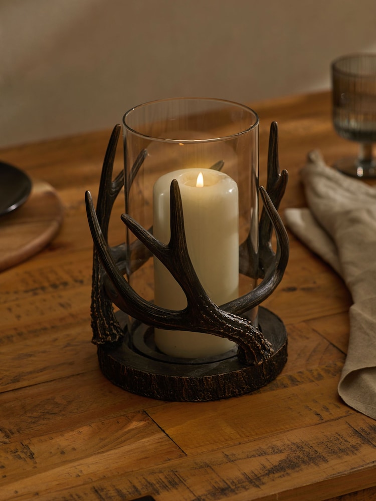 Black Bronze Antler Hurricane Candle Holder - Image 2 of 4