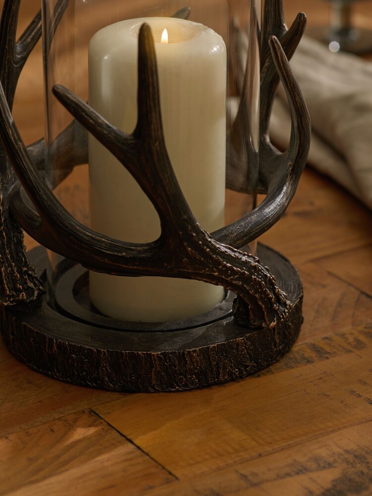 Black Bronze Antler Hurricane Candle Holder - Image 3 of 4