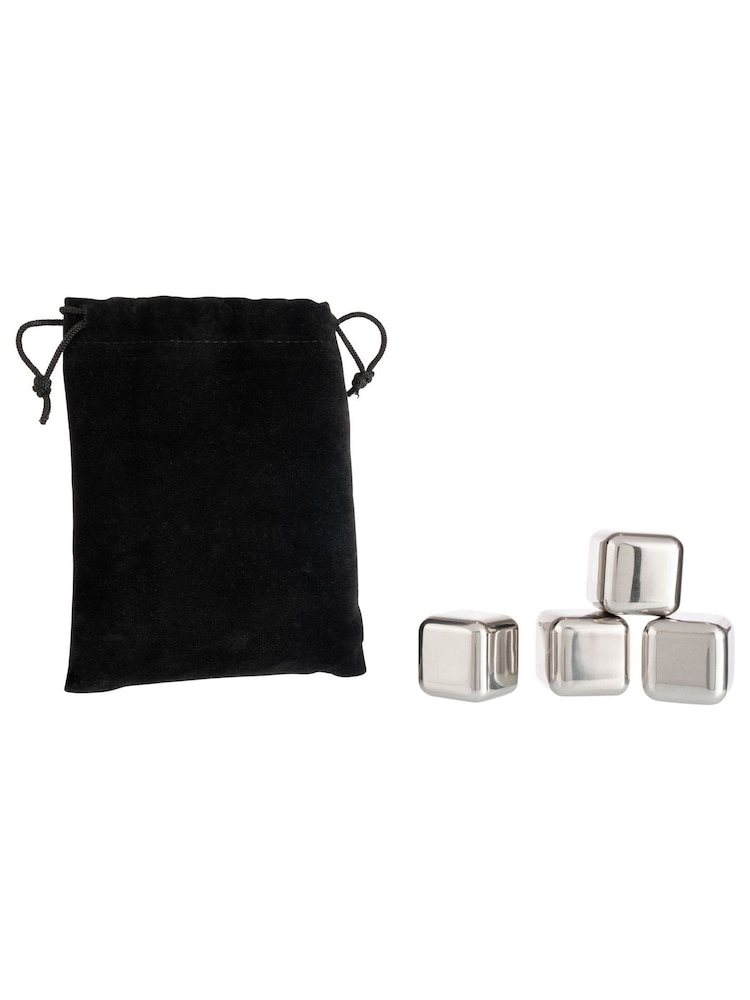 Dalton & Turner 4 Piece Silver Whiskey Stone Set With Pouch - Image 2 of 4