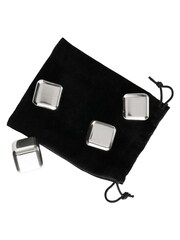 Dalton & Turner 4 Piece Silver Whiskey Stone Set With Pouch - Image 3 of 4