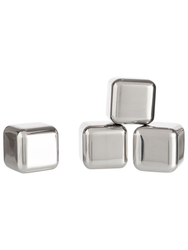 Dalton & Turner 4 Piece Silver Whiskey Stone Set With Pouch - Image 4 of 4
