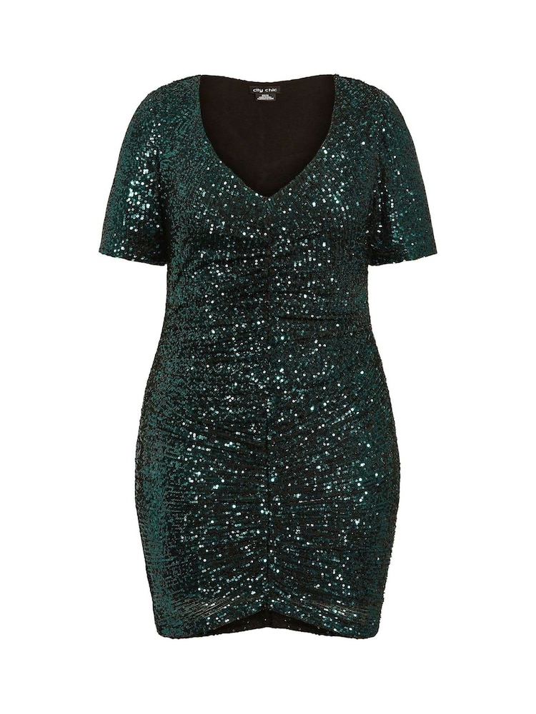City Chic Green Bright Nights Dress - Image 3 of 3 City Chic Green Bright Nights Dress - Image 3 of 3