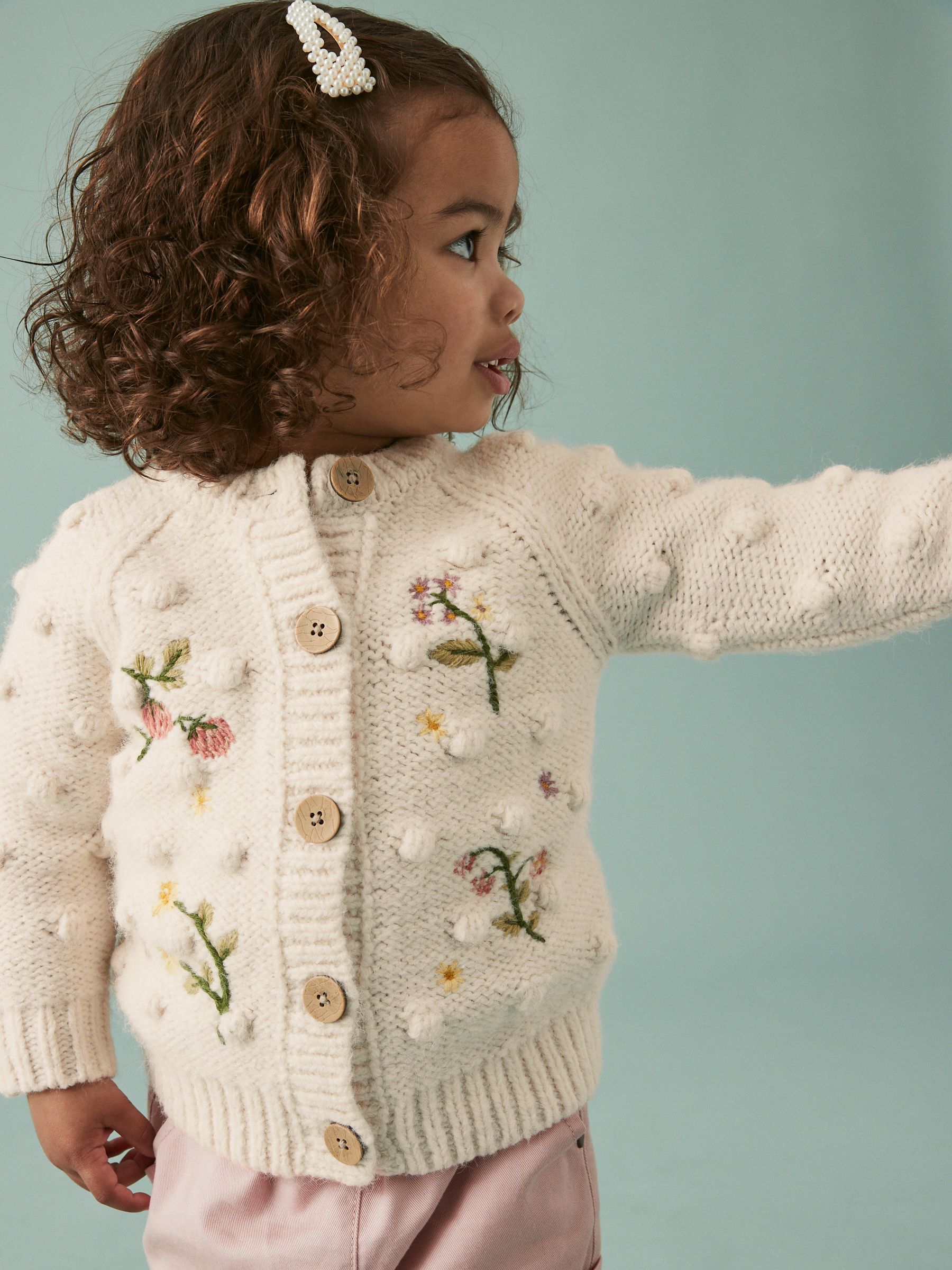 Buy Ecru Cream Marl Chunky Knit Bobble Cardigan 3mths 10yrs from Next Luxembourg