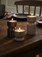 Set of 3 Natural Marble Effect Shaped Tealight Holders - Image 2 of 4