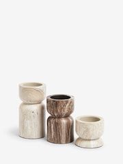 Set of 3 Natural Marble Effect Shaped Tealight Holders - Image 4 of 4