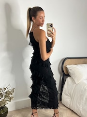 Style Cheat Black Lace Halter Midi Dress - Image 2 of 4