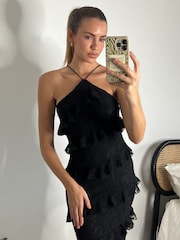 Style Cheat Black Lace Halter Midi Dress - Image 4 of 4