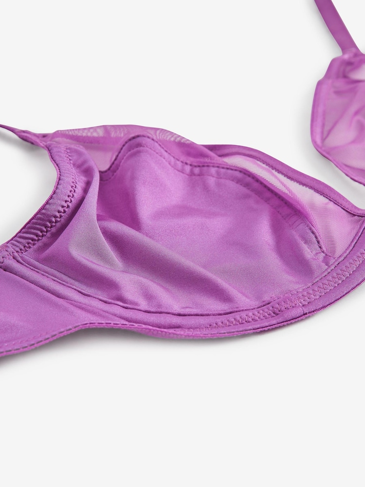 Black/Purple Non Pad Plunge Microfibre & Mesh Bras 2 Packs - Image 13 of 13