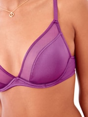 Black/Purple Non Pad Plunge Microfibre & Mesh Bras 2 Packs - Image 4 of 13