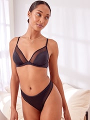 Black/Purple Non Pad Plunge Microfibre & Mesh Bras 2 Packs - Image 5 of 13