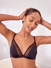 Black/Purple Non Pad Plunge Microfibre & Mesh Bras 2 Packs - Image 6 of 13