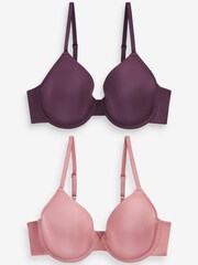 Plum Purple/Pink Light Pad Full Cup Smoothing T-Shirt Bras 2 Pack - Image 1 of 1
