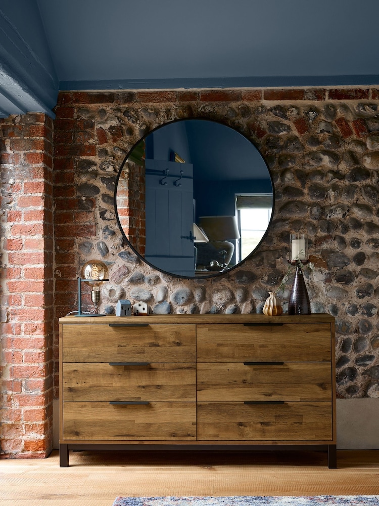 Dark Bronx Oak Effect 6 Drawer Wide Chest of Drawers - Image 1 of 11