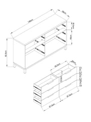 Dark Bronx Oak Effect 6 Drawer Wide Chest of Drawers - Image 5 of 11