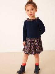 Navy Blue Jumper Dress With Printed Skirt (3mths-7yrs) - Image 1 of 6