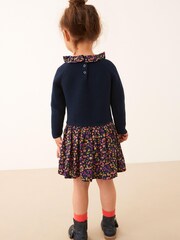 Navy Blue Jumper Dress With Printed Skirt (3mths-7yrs) - Image 3 of 6