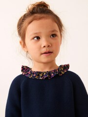 Navy Blue Jumper Dress With Printed Skirt (3mths-7yrs) - Image 4 of 6