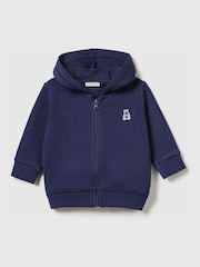 أزرق - هودي أولادي بسحّاب كامل قطن 100% مزين بأذني أرنب من Benetton - صورة 1 من 2