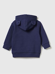 أزرق - هودي أولادي بسحّاب كامل قطن 100% مزين بأذني أرنب من Benetton - صورة 2 من 2