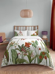 Graham & Brown White Arcadia 100% Cotton Duvet Cover and Pillowcase Set - Image 1 of 5