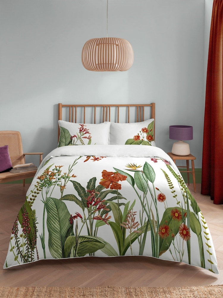 Graham & Brown White Arcadia 100% Cotton Duvet Cover and Pillowcase Set - Image 1 of 5